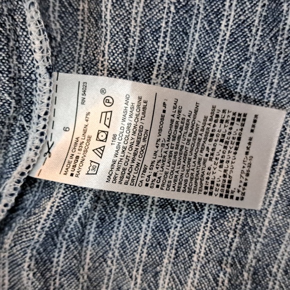 Banana Republic linen viscose blue white stripe faux wrap cap sleeve maxi sz6 - Picture 14 of 15